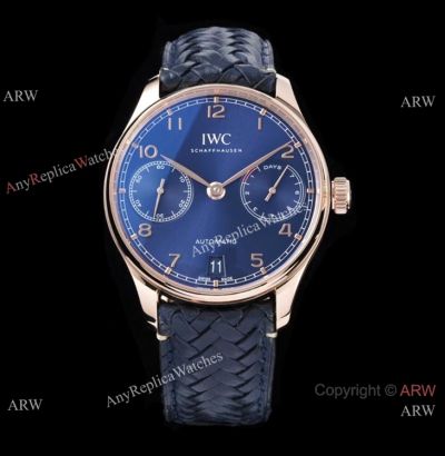 ZF Factory IWC Portugieser Automatic 7 Days Rose Gold Blue Dial Watch 42mm